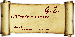 Gáspáry Erika névjegykártya